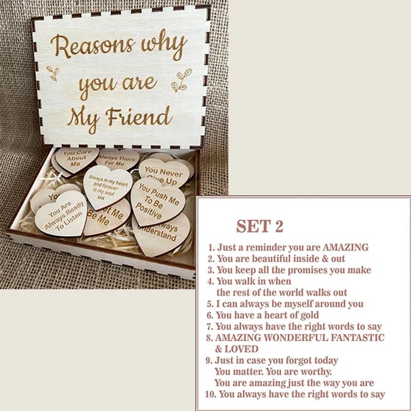 (Last Day 70% OFF) - Why You Are My Friend Wooden Box and Heart Tokens