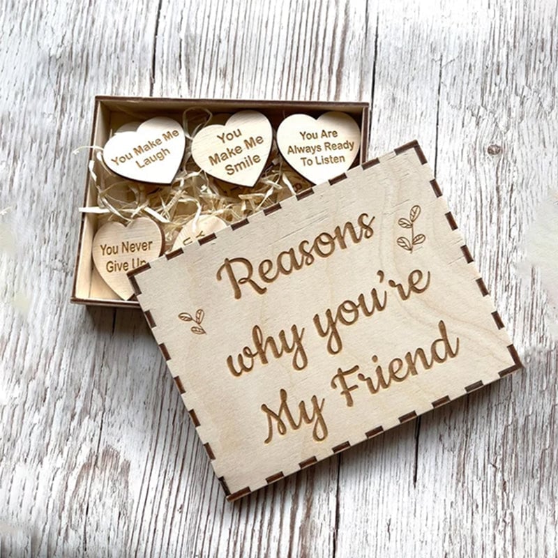 (Last Day 70% OFF) - Why You Are My Friend Wooden Box and Heart Tokens