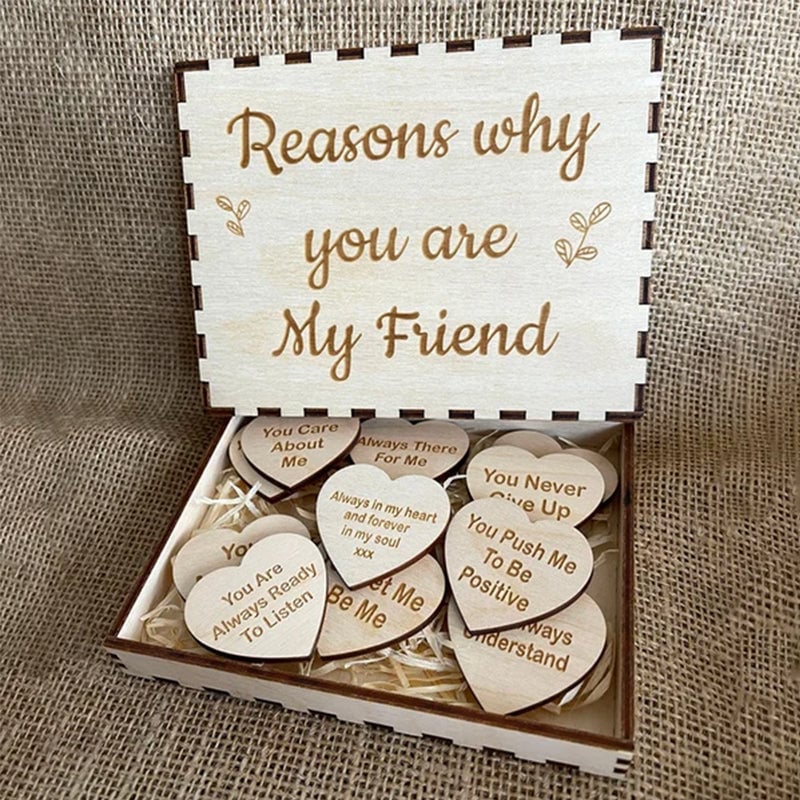 (Last Day 70% OFF) - Why You Are My Friend Wooden Box and Heart Tokens