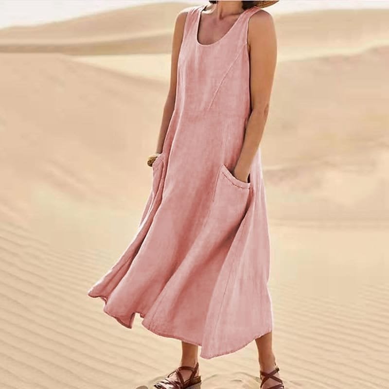 Last Day Promotion 48% OFF - Women's Sleeveless Cotton And Linen Dress