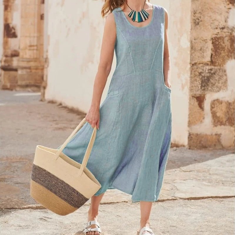 Last Day Promotion 48% OFF - Women's Sleeveless Cotton And Linen Dress