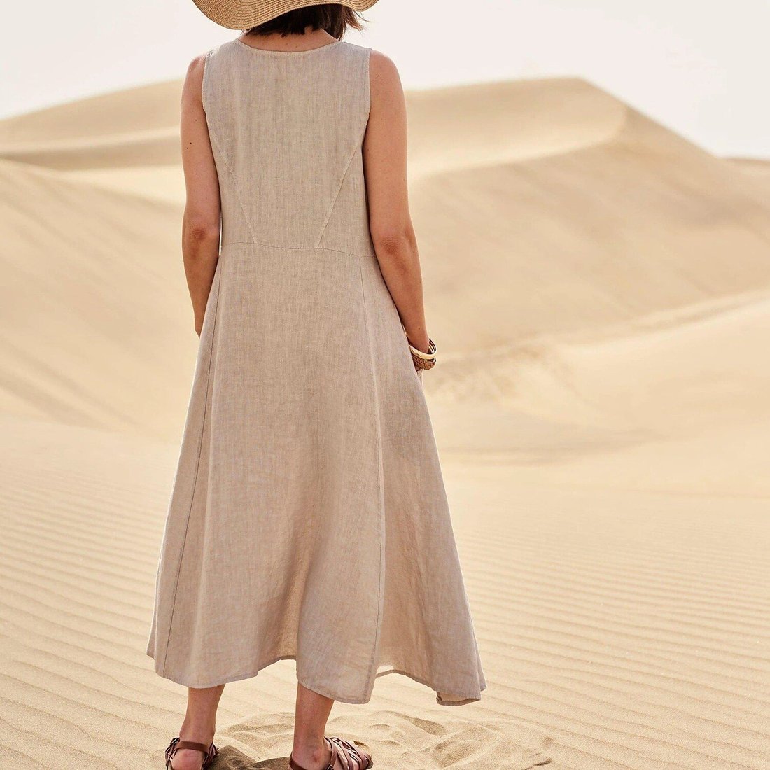 Last Day Promotion 48% OFF - Women's Sleeveless Cotton And Linen Dress