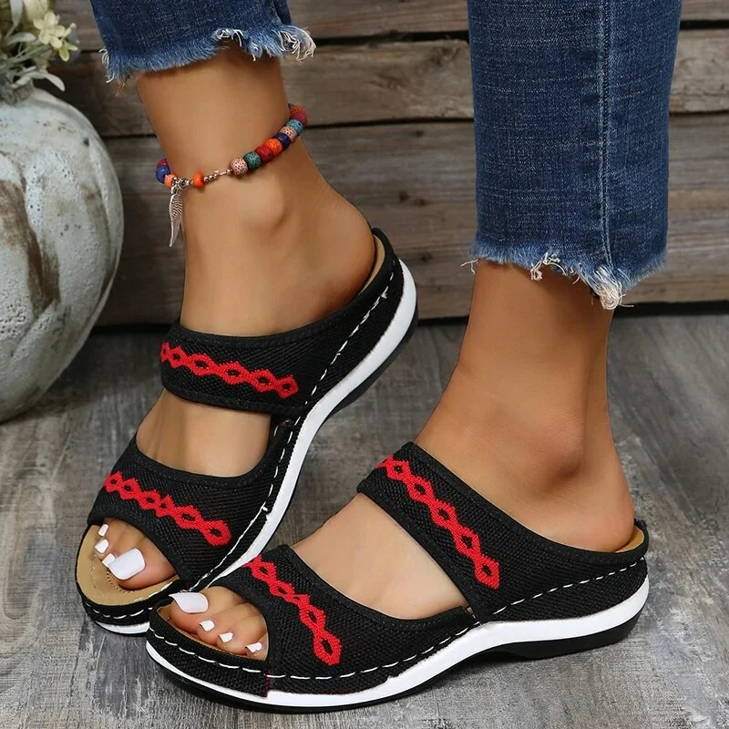 Last Day Promotion 70% OFF - Leather Orthopedic Arch Support Sandals Diabetic Walking Cross Sandals