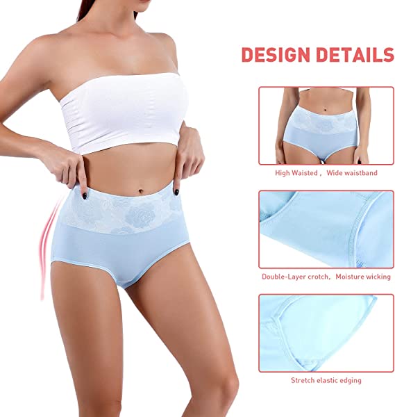 (Last Day Promotion SAVE 50% OFF) - Cotton High Waist Tummy Control Leak proof Panties Rose Jacquard Ladies Panty Multipack (3PCS/SET)