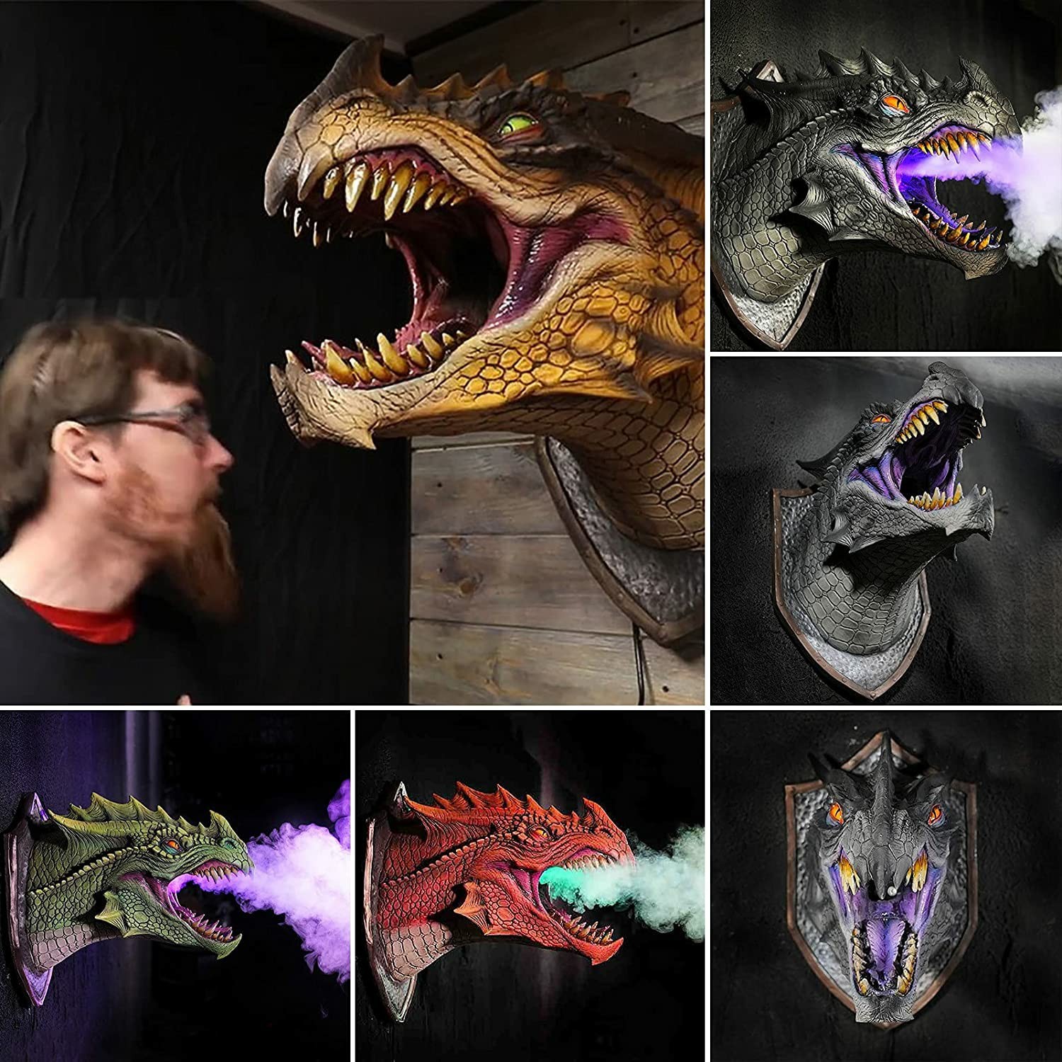 Last Day Promotion- SAVE 70% Dragon Head Wall Mount Prop("Smoke & Fire")