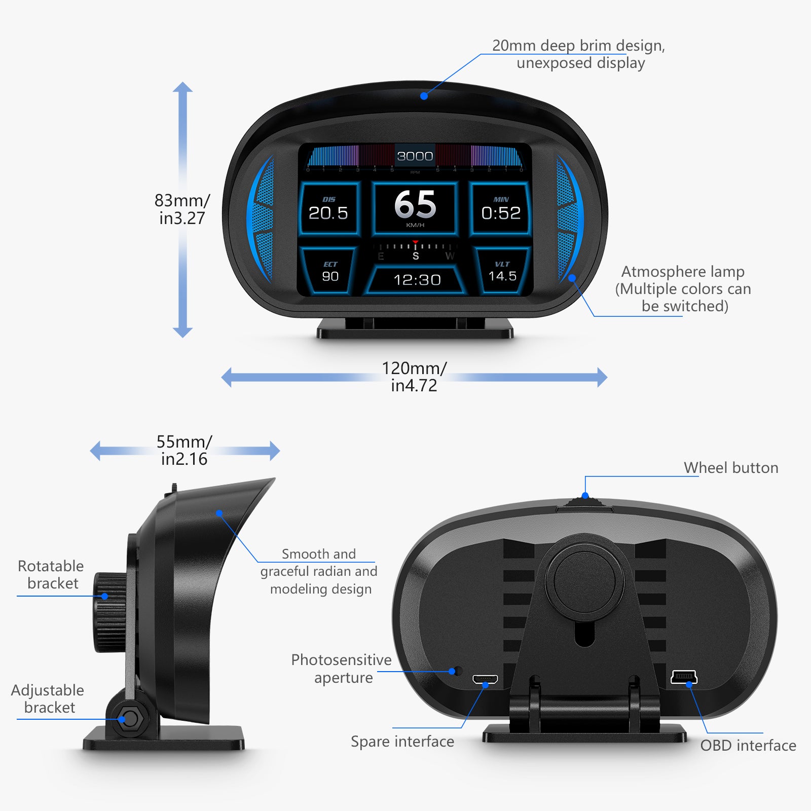 Leamo Head Up Display H-2(OBD & GPS & Gradiometer)