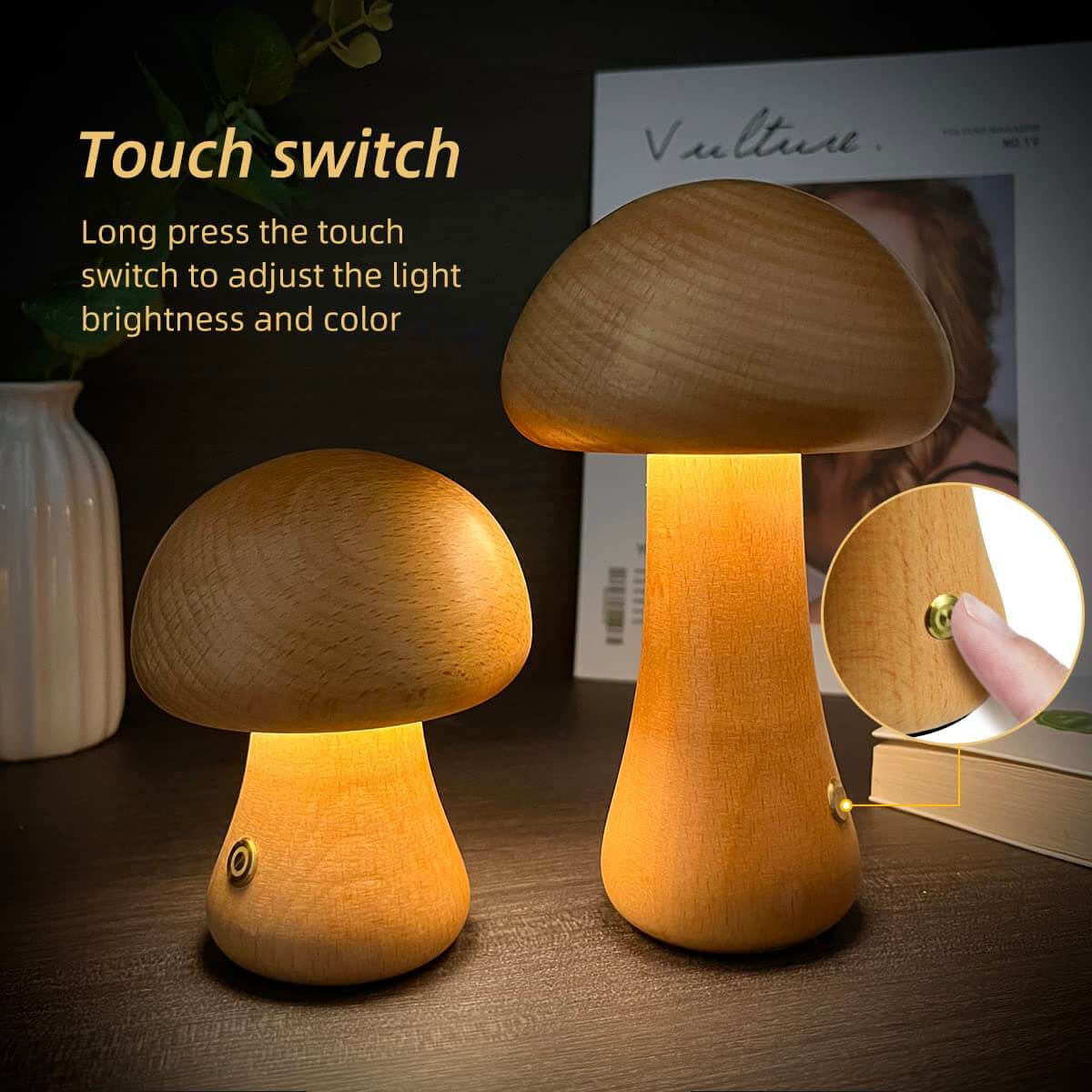 LED Wood Mushroom Night Light