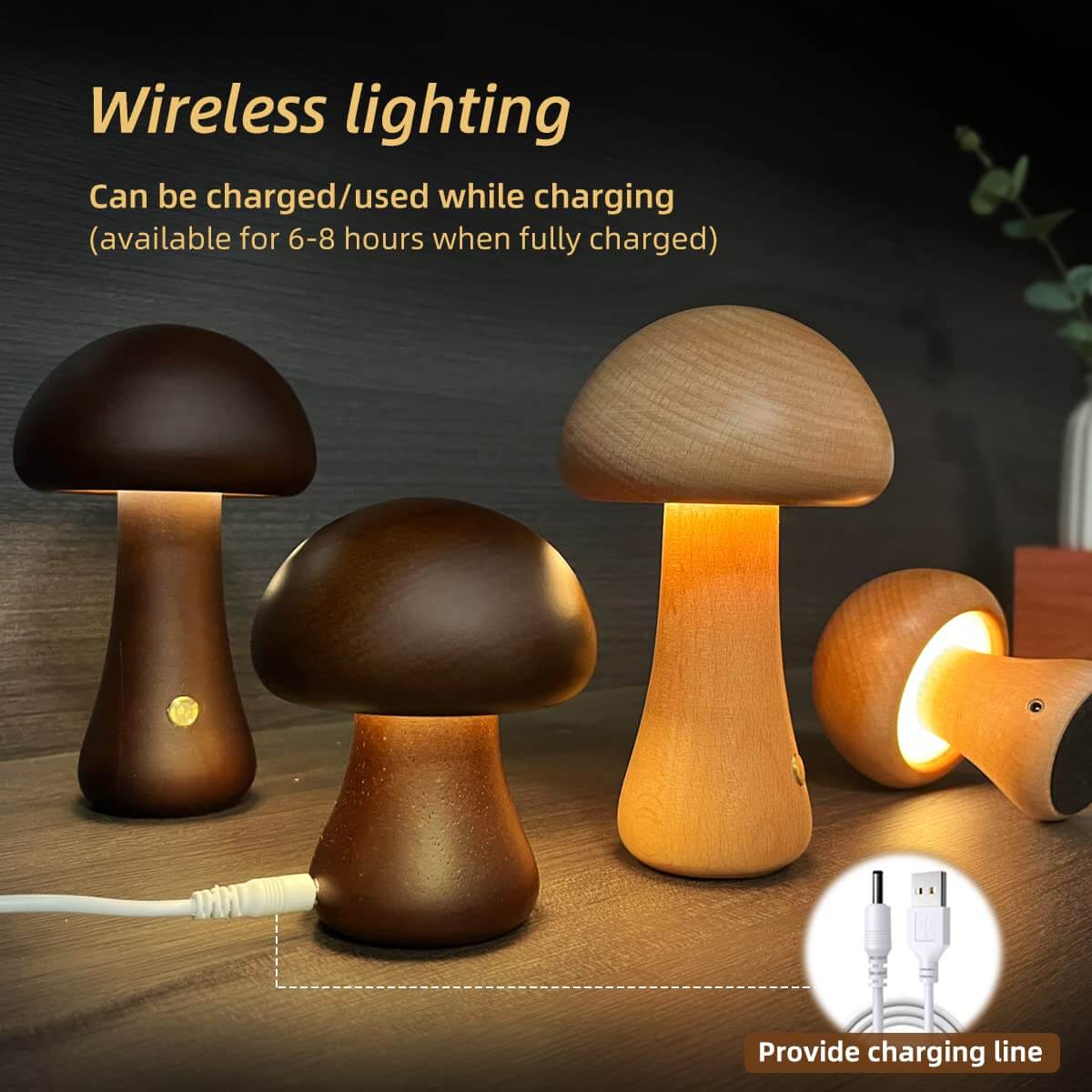 LED Wood Mushroom Night Light