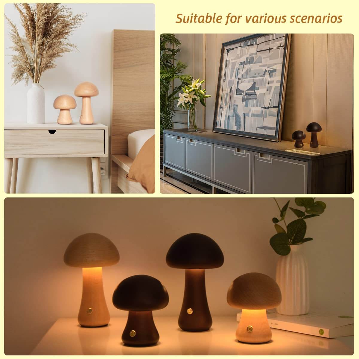 LED Wood Mushroom Night Light