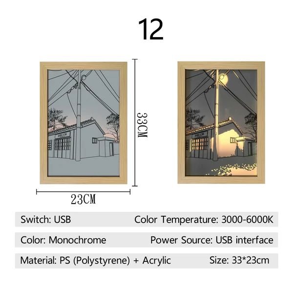 Light Painting LED Light Frame Lamp Frescoed Lights Night Light Art