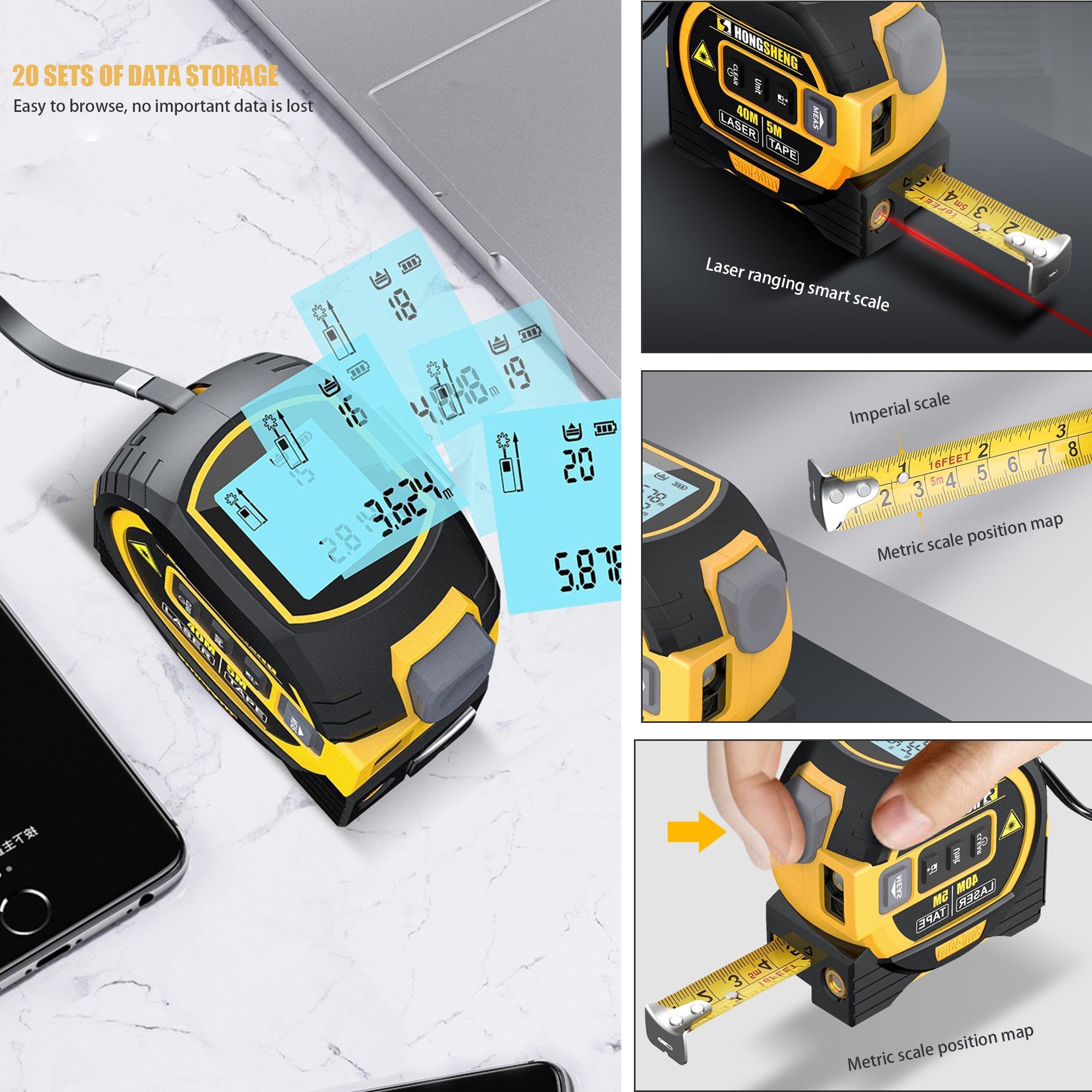 MeasurinSight 3-In-1 Infrared Laser Tape Measuring – Father’s Day Gifts, Gifts for Woodworkers