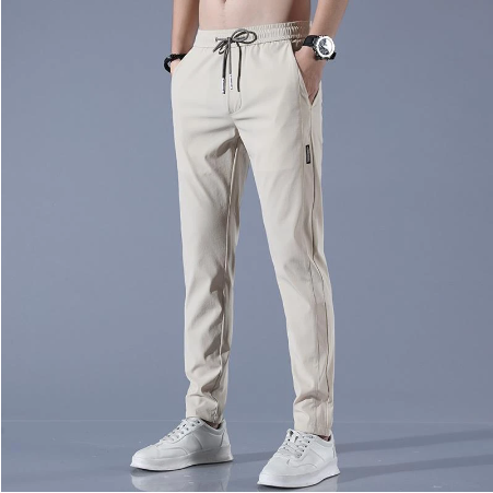 janenisa - Men Fast Dry Stretch Pants Cargo Straight Pants Summer Ice Silk Trouser Men Fishing Camping Casual Sweatpants Sports Pants