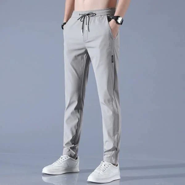 janenisa - Men Fast Dry Stretch Pants Cargo Straight Pants Summer Ice Silk Trouser Men Fishing Camping Casual Sweatpants Sports Pants