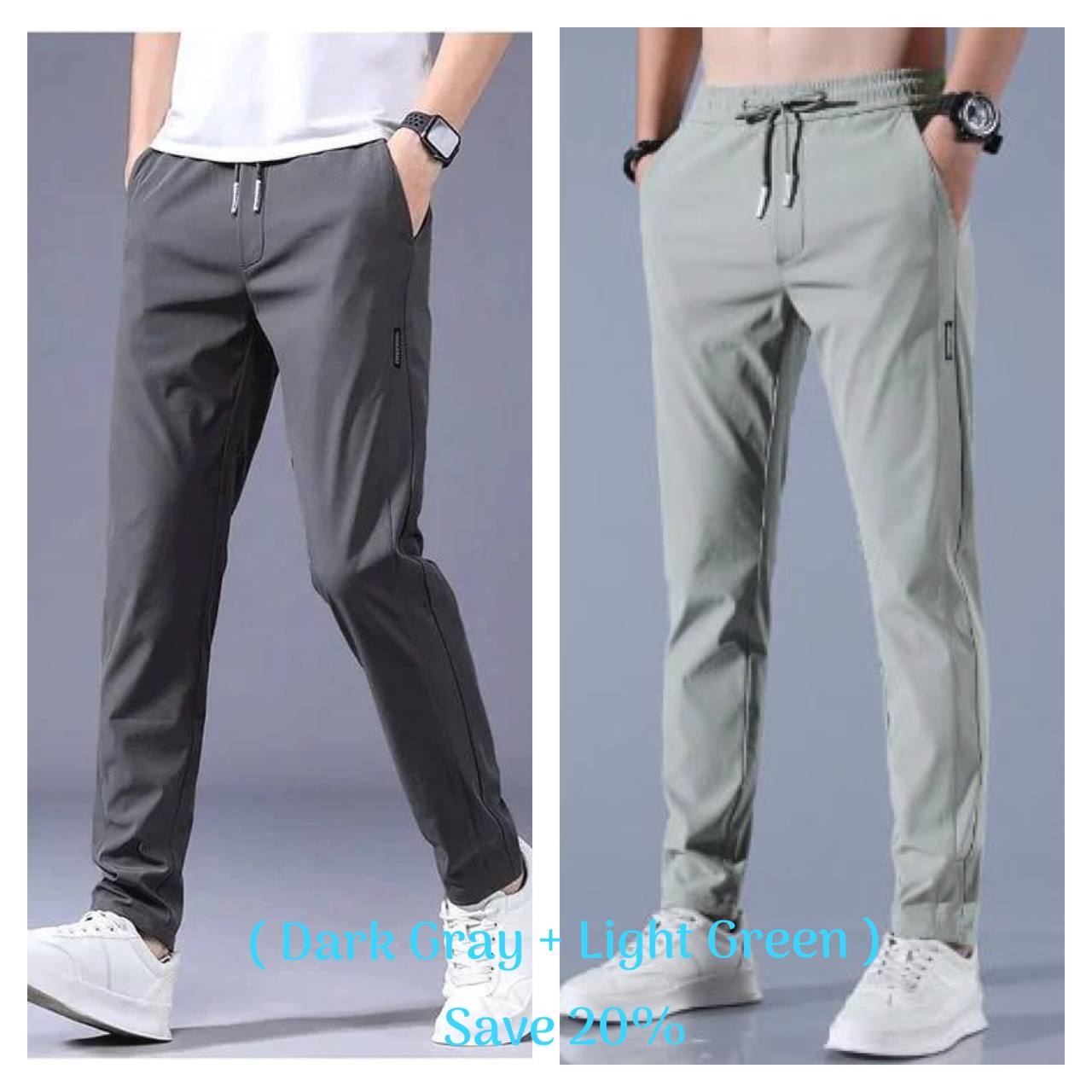 janenisa - Men Fast Dry Stretch Pants Cargo Straight Pants Summer Ice Silk Trouser Men Fishing Camping Casual Sweatpants Sports Pants