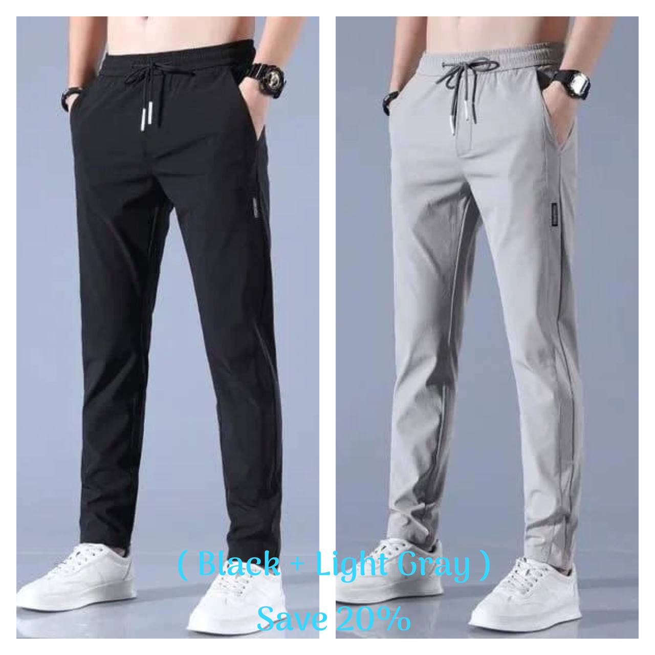 janenisa - Men Fast Dry Stretch Pants Cargo Straight Pants Summer Ice Silk Trouser Men Fishing Camping Casual Sweatpants Sports Pants