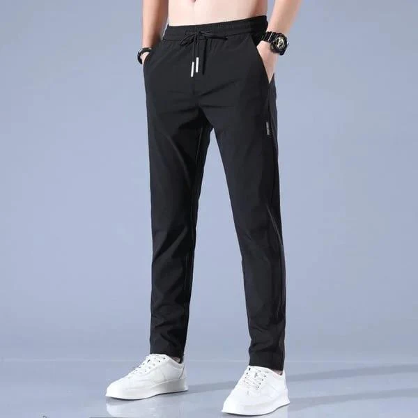 janenisa - Men Fast Dry Stretch Pants Cargo Straight Pants Summer Ice Silk Trouser Men Fishing Camping Casual Sweatpants Sports Pants