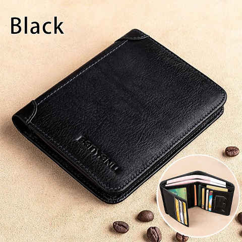 Multi-functional RFID Blocking Waterproof Durable Genuine Leather Wallet