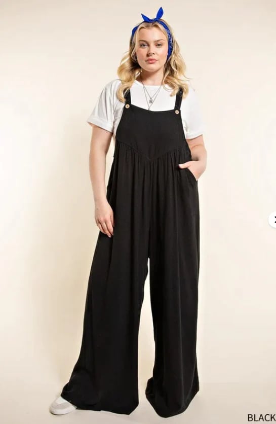 Plus Size Wide Leg Overalls Jumpsuit