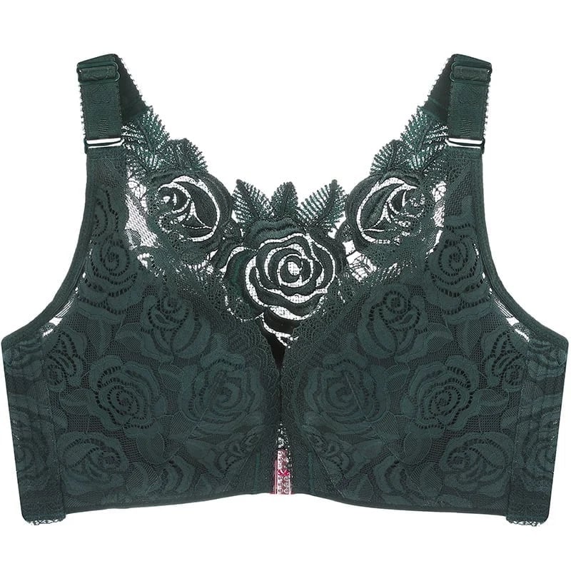 Rose Embroidery Front Closure Wirefree Bra