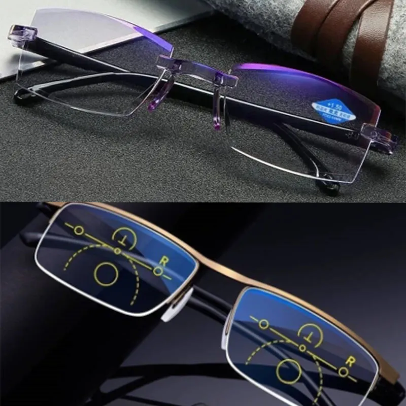 Sapphire High Hardness Anti-blue Progressive Far And Near Dual-Use Reading Glasses