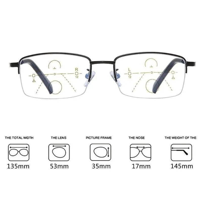 Sapphire High Hardness Anti-blue Progressive Far And Near Dual-Use Reading Glasses