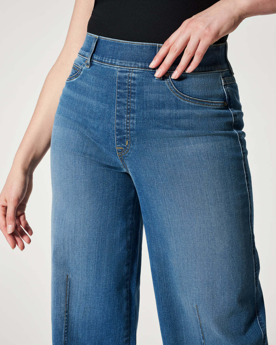 SEAMED FRONT WIDE LEG JEANS