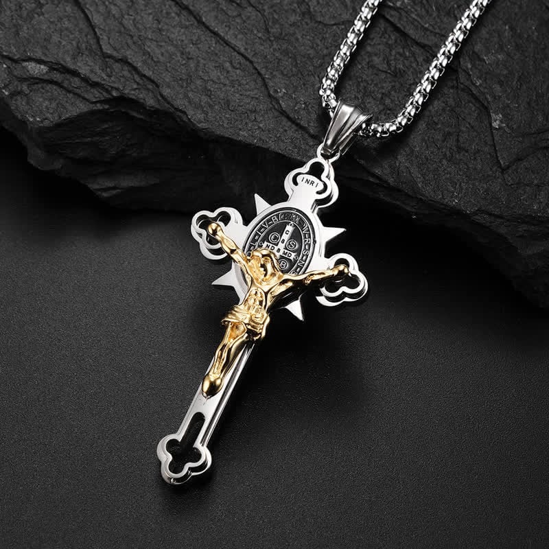 ST.Benedict Protection Cross Power Pendant Necklace