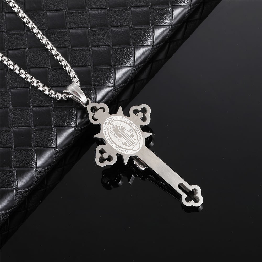 ST.Benedict Protection Cross Power Pendant Necklace