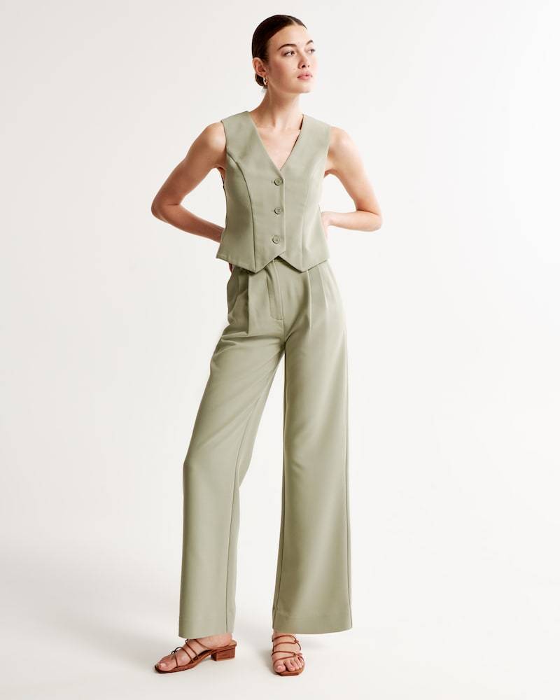 Summer 2023 Icy Tailored Lightweight Wide-Leg Pants