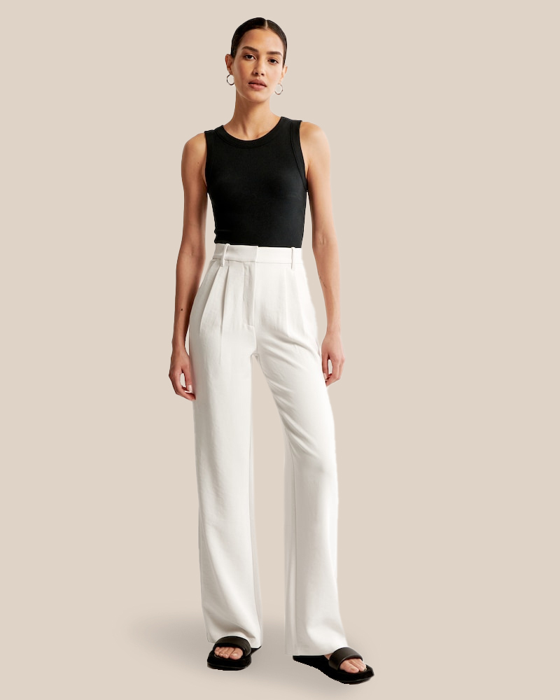 Summer 2023 Icy Tailored Lightweight Wide-Leg Pants