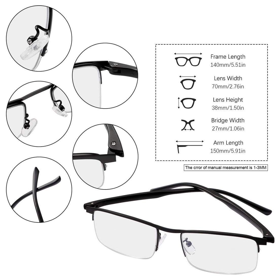 Titanium progressive far and near dual-use reading glasses