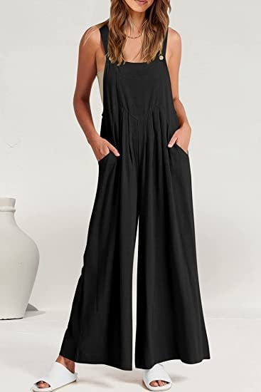 Wide Leg Overalls Straps Jumpsuit