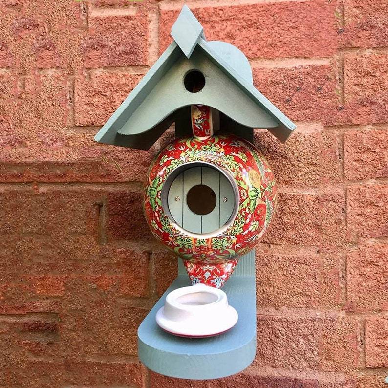 William Morris Teal Teapot Bird House