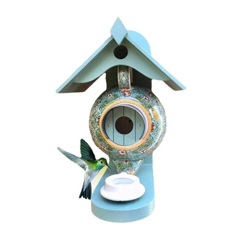 William Morris Teal Teapot Bird House