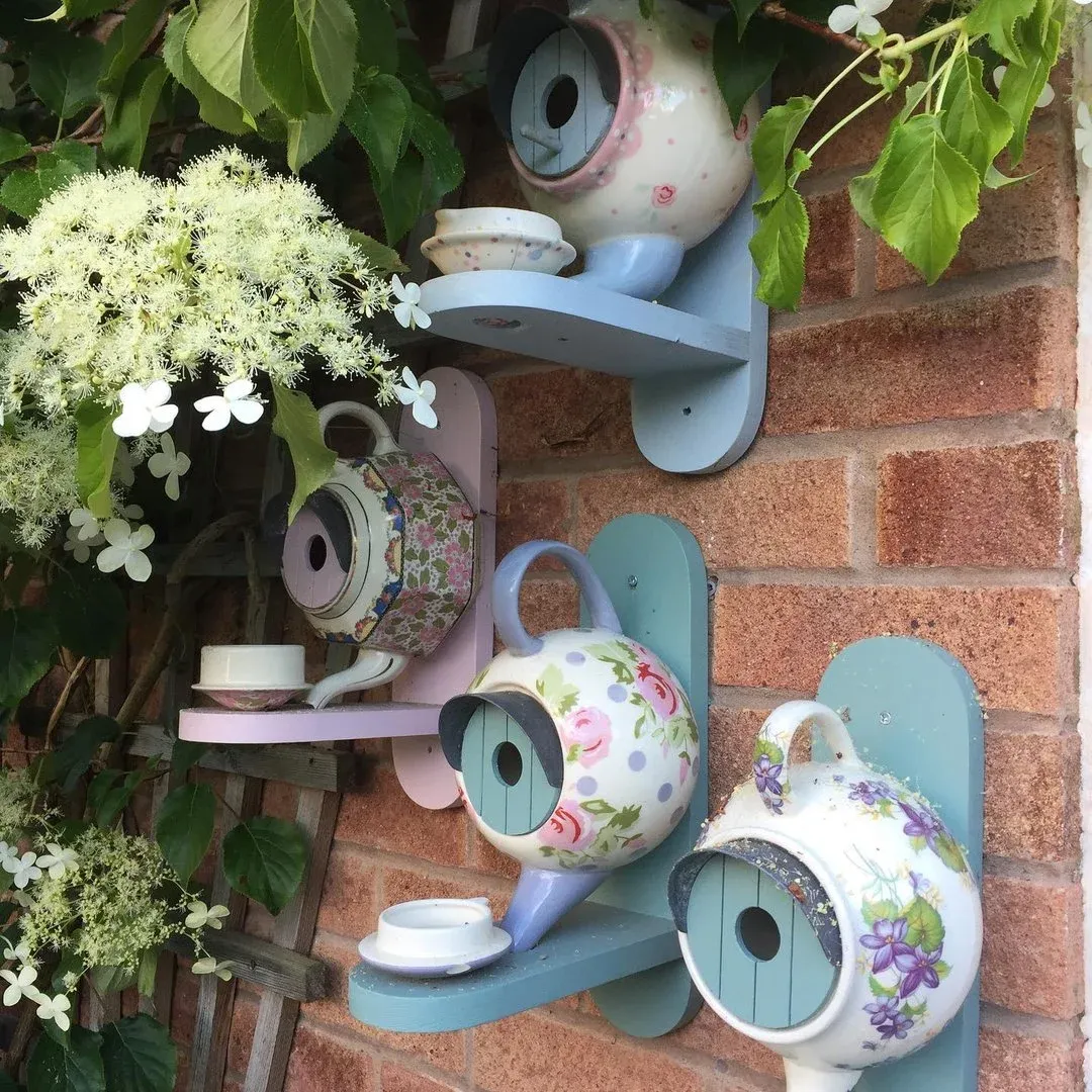 William Morris Teal Teapot Bird House