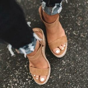 Women Strappy Buckle Espadrille Wedges