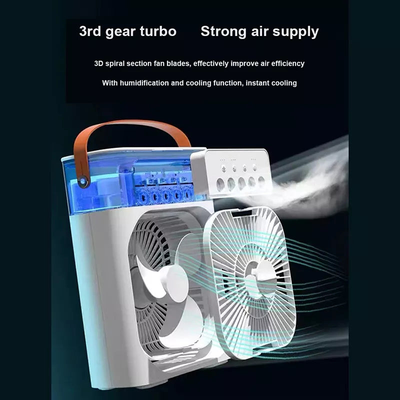 3 In 1 Air Humidifier Cooling USB Fan LED Night Light