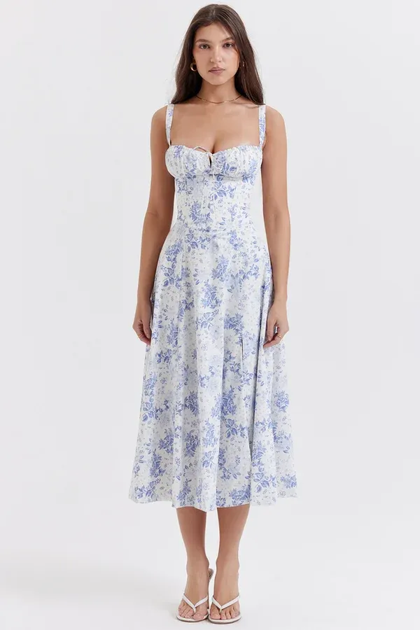 Carmen Print Bustier Sundress