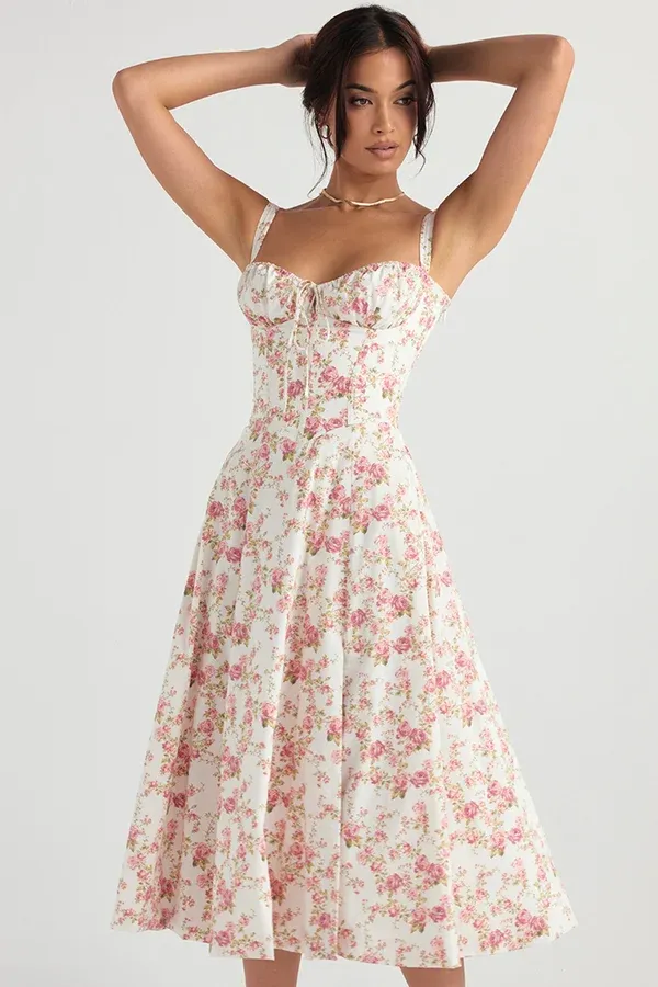 Carmen Print Bustier Sundress