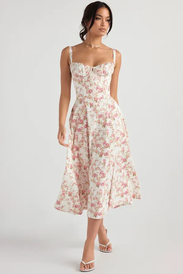 Carmen Print Bustier Sundress