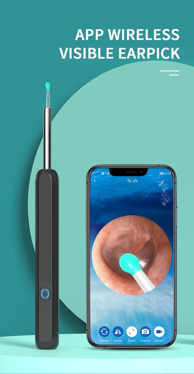 Clean Earwax - Wi -Fi Visible Wax Elimination Spoon,USB 1080P HD Load Otoscope