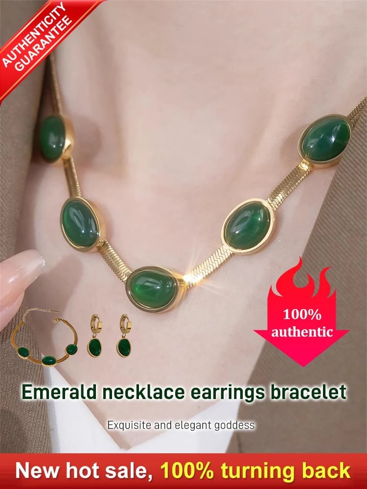 Emerald necklace earrings bracelet