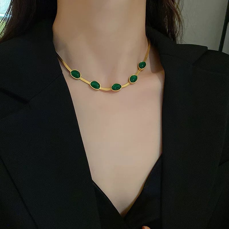 Emerald Necklace Earrings Bracelet