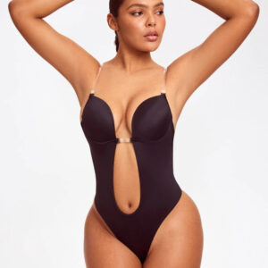 ENCHANTING SILHOUETTE BACKLESS PLUNGE BODYSUIT