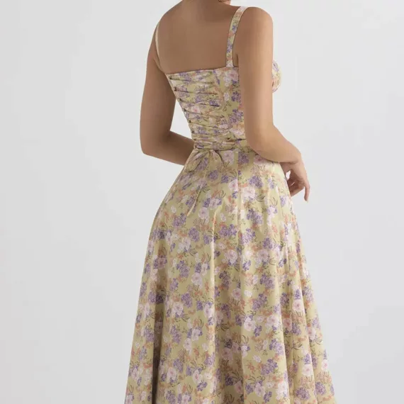Floral Bustier Midriff Waist Shaper Dress