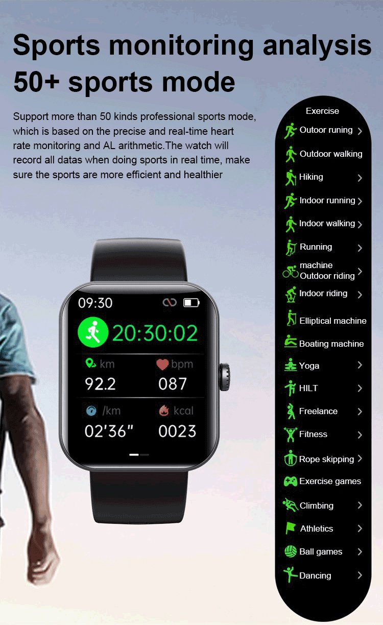 fvear - (All day monitoring of heart rate,blood sugar, and blood pressure) Bluetooth Fashion Smartwatch