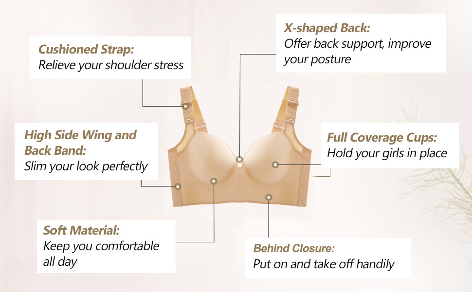 Wairlady Hide Back Fat Full Back Coverage-Deep Cup Bra