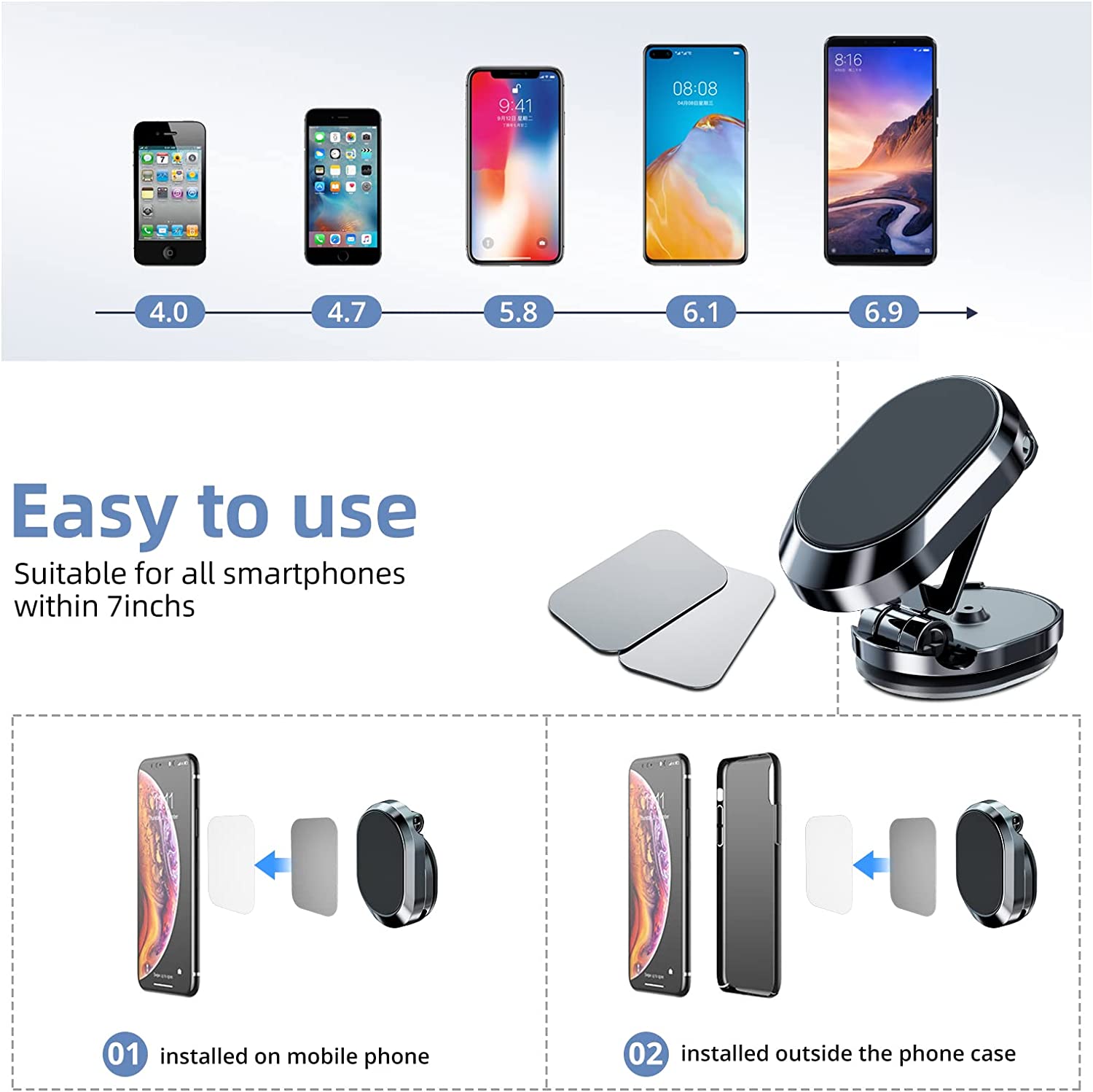 HOT SALE - 2023 NEW ALLOY FOLDING MAGNETIC CAR PHONE HOLDER