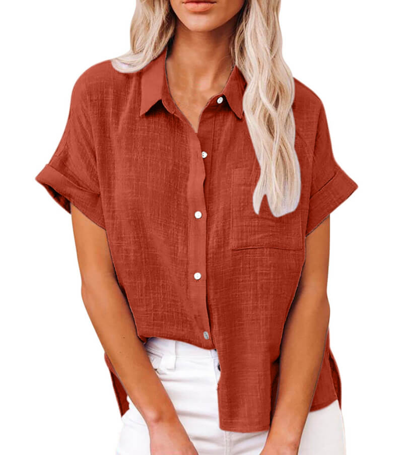 HOT SALE 49% OFF - Solid color linen casual loose shirt short sleeve