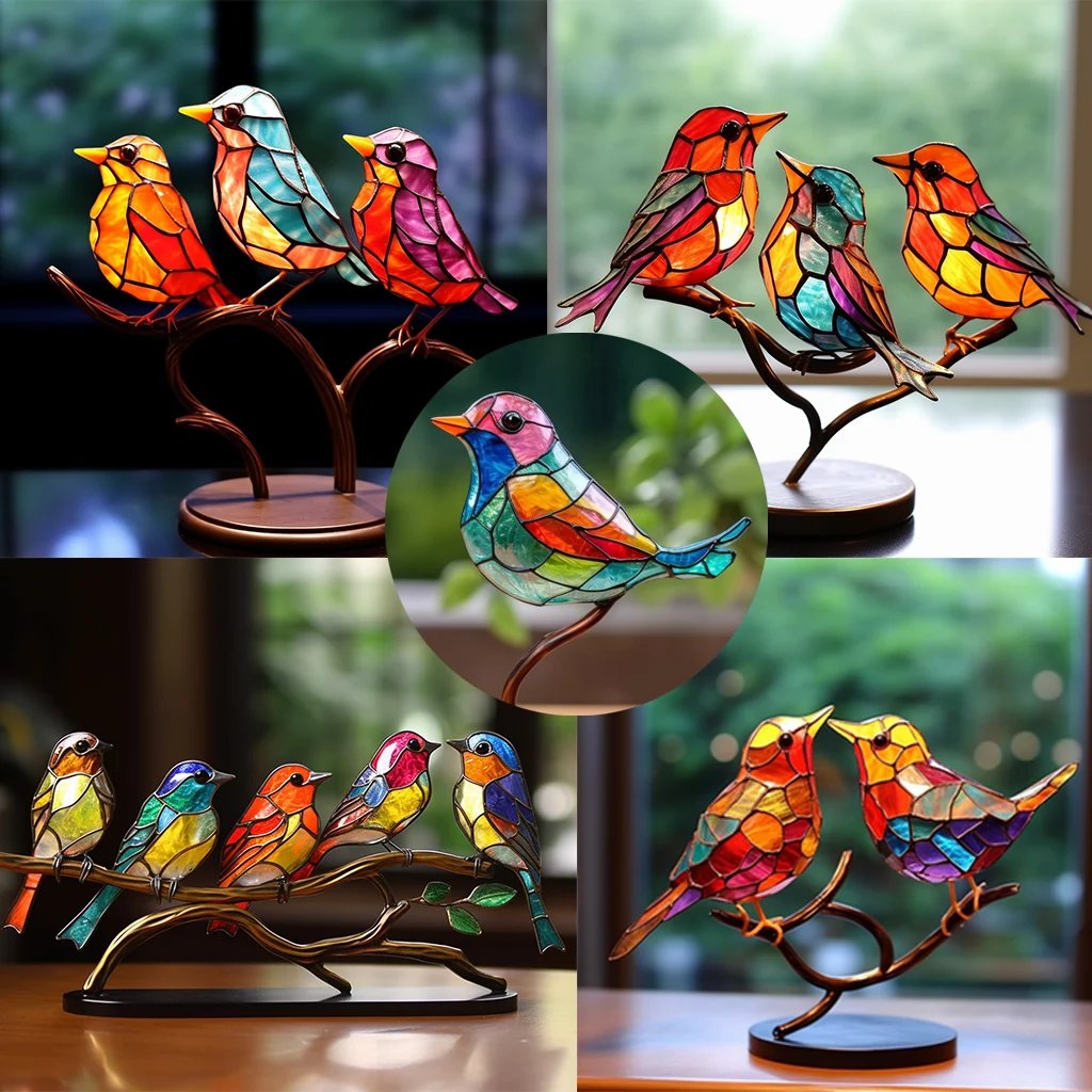 Last Day 70% OFF - Acrylic Birds on Branch Desktop Ornaments